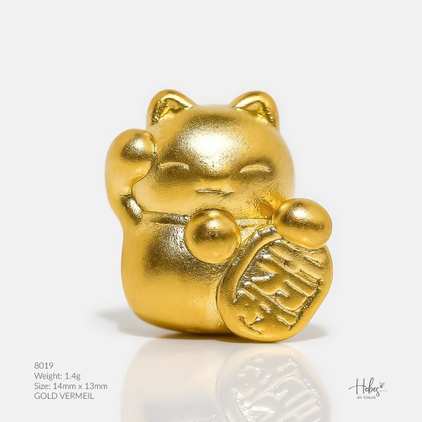 Hebes Gold Vermeil Charm Lucky Cat 8019