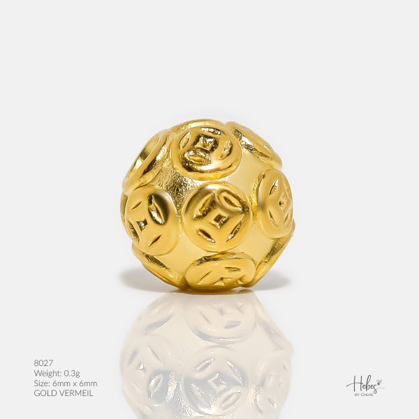 Hebes Gold Vermeil Charm Money Ball, Money Ball-Small 8027