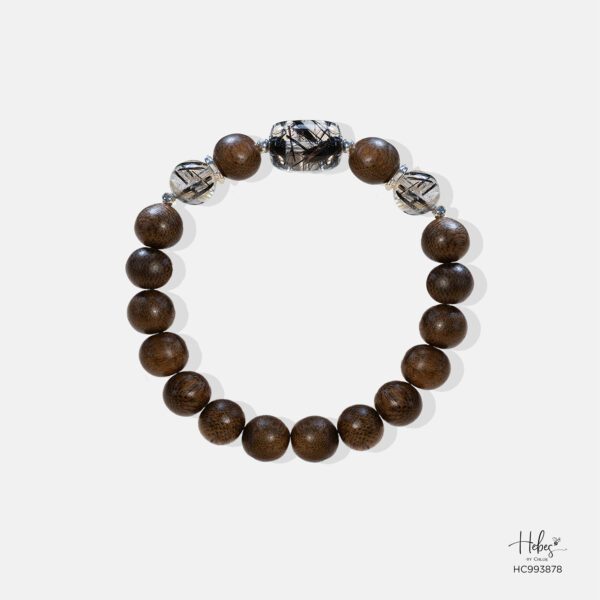 Vietnamese Agarwood Black Rutilated Quartz Bracelet (10mm) 993878