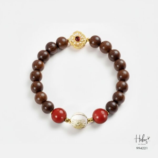 Vietnamese Agarwood Cinnabar with Petal Glow Charm Bracelet (8mm) 994221