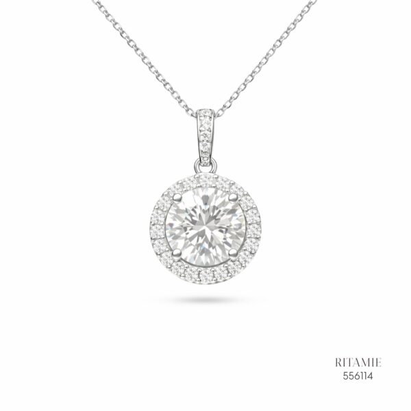 The Radiant Orbit Silver Moissanite Necklace 556114