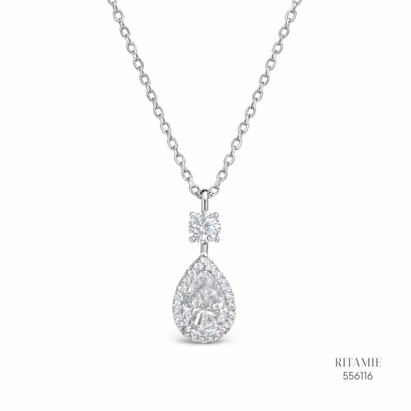 The Pearly Halo Silver Moissanite Necklace 556116