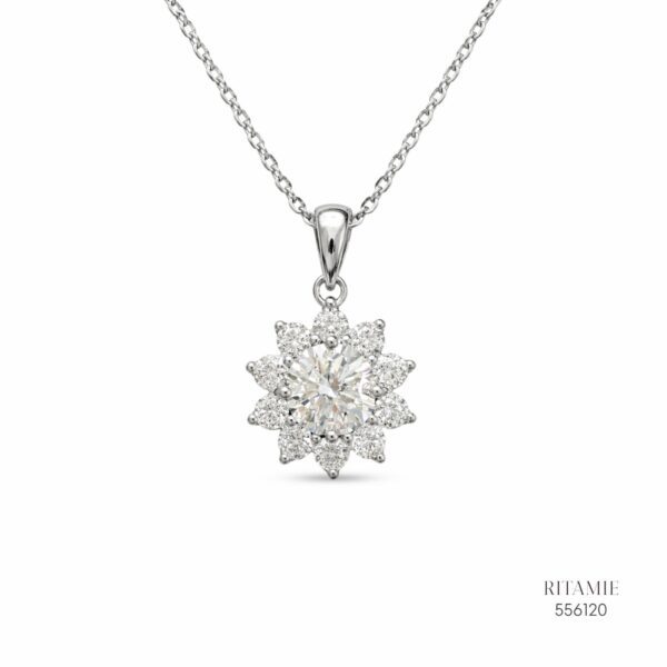 The Luminous Snowflake Silver Moissanite Necklace 556120