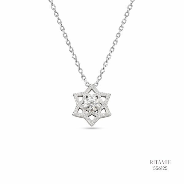 The Celestial Star Silver Moissanite Necklace 556125