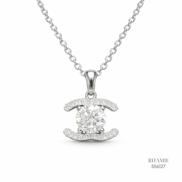 The Iconic Chic Silver Moissanite Necklace 556127