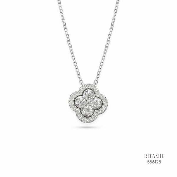 The Petite Clover Silver Moissanite Necklace 556128
