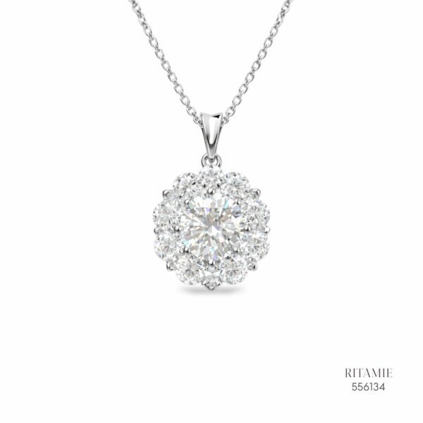 The Floral Radiance Silver Moissanite Necklace 556134