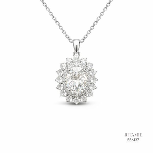 The Majestic Aura Silver Moissanite Pendant 556137
