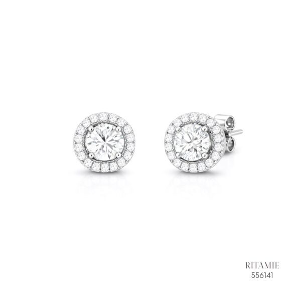 The Radiant Halo Silver Moissanite Studs 556141