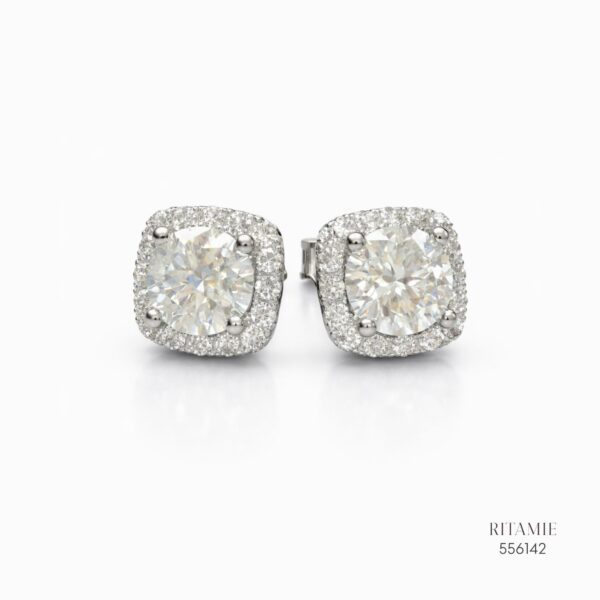 The Royal Cushion Silver Moissanite Studs 556142