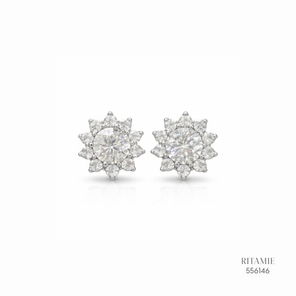 The Stellar Sunflower Silver Moissanite Studs 556146