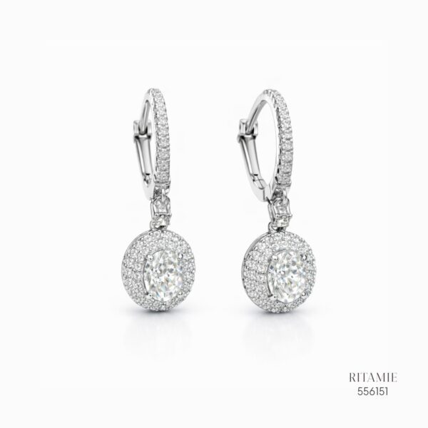 The Luanna Oval Halo Silver Moissanite Earrings 556151