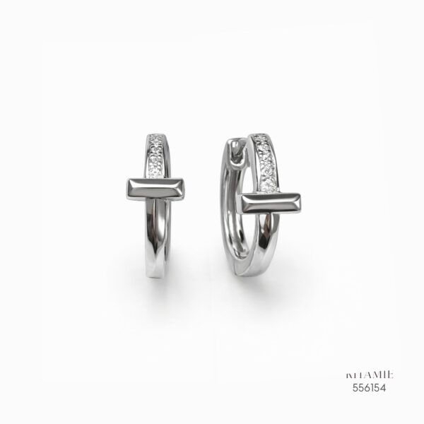 The T-Smile Radiant Silver Moissanite Hoops 556154
