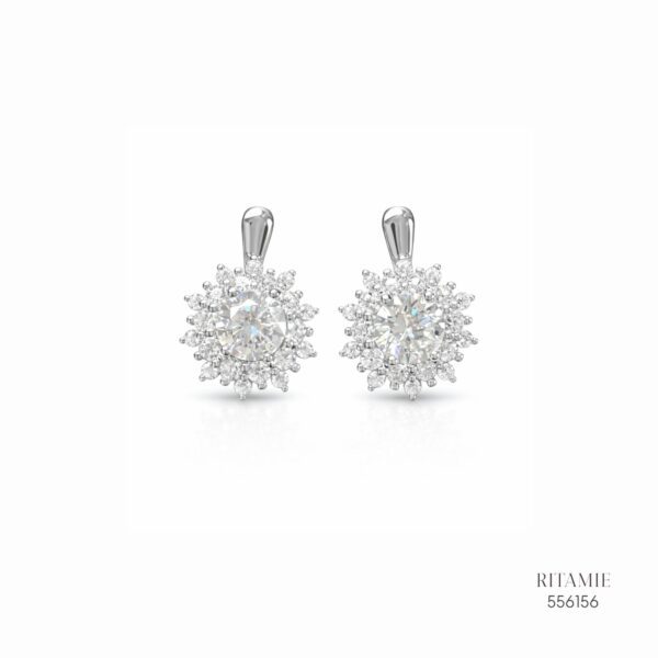The Stellar Sunflower Silver Moissanite Earrings 556156