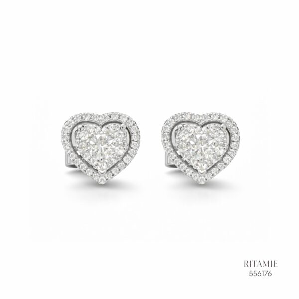 The Sweetheart Halo Silver Moissanite Studs 556176
