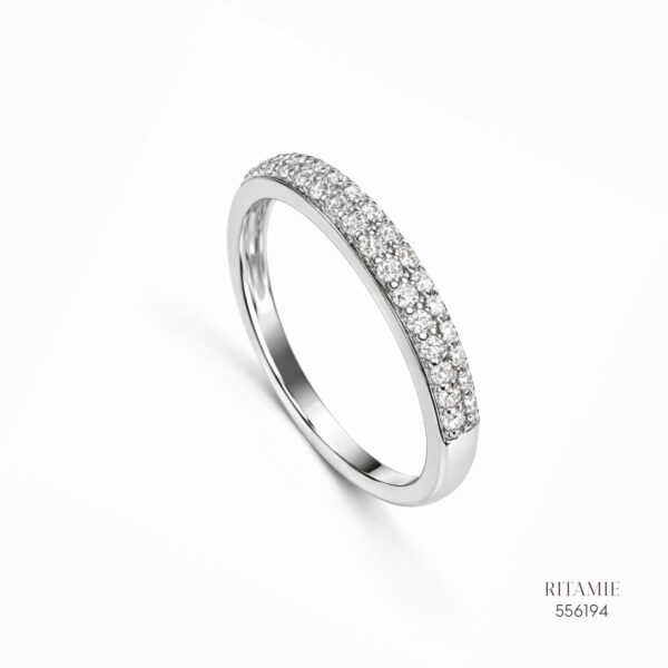 Double-Row Radiance Moissanite Silver Ring 556194