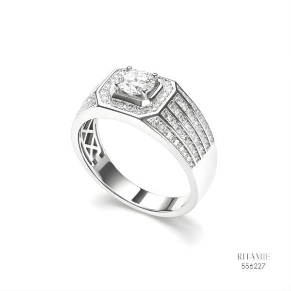 The Sovereign Radiant Silver Moissanite Ring 556227