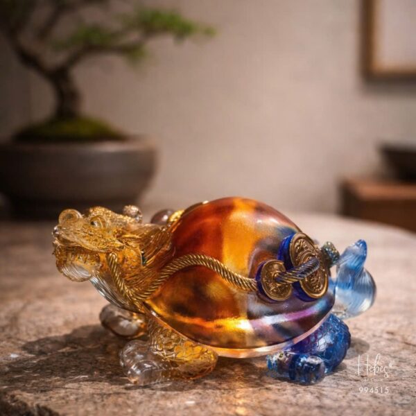 Crystal Feng Shui Dragon Turtle of Prosperous Home Statue 994515