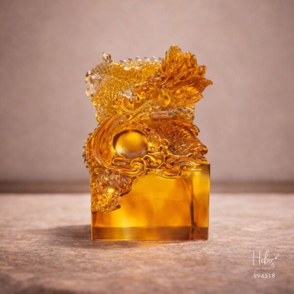 Crystal Feng Shui Golden Dragon Guarding Statue 994518