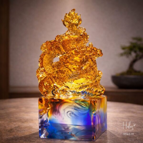 Crystal Feng Shui Golden Dragon of Auspicious Statue 994519