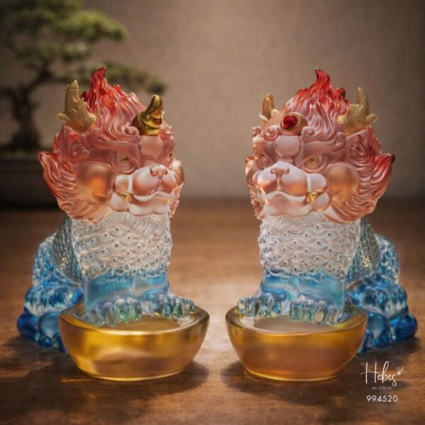Crystal Feng Shui Qilin Guardians of Wealth Gate Statue 994520