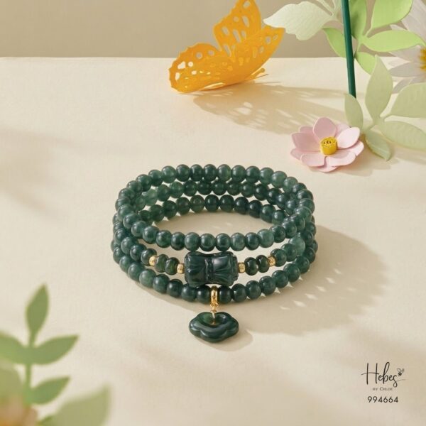Jade 108 Mala with Longevity Lock & Vajra 994664