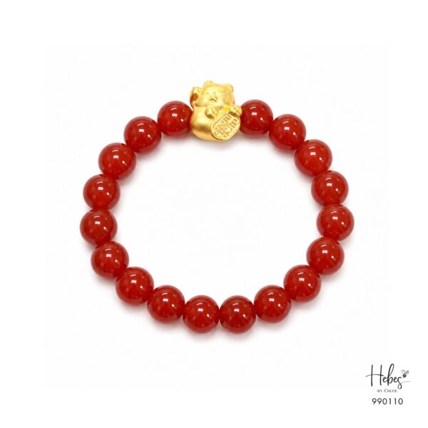 Gold Vermeil Joyful Fortune Red Agate Bracelet 990110