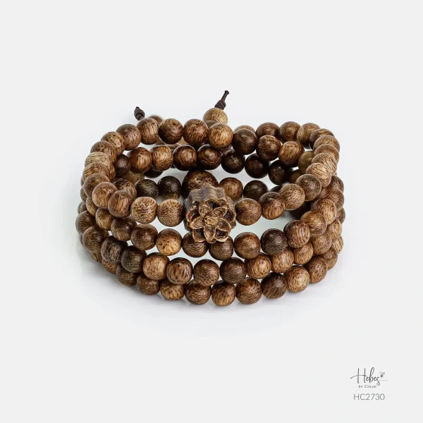 Vietnamese 108 Beads Agarwood Lotus Bracelet (6mm) - HC2730