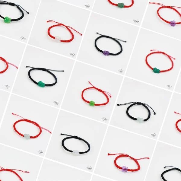 Lucky String Bracelets with Carved Stone