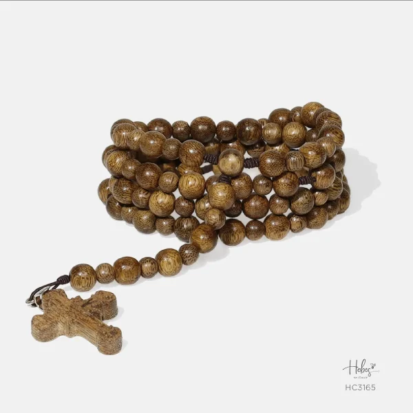 Vietnamese 108 Beads Agarwood Cross Charm Bracelet HC3165