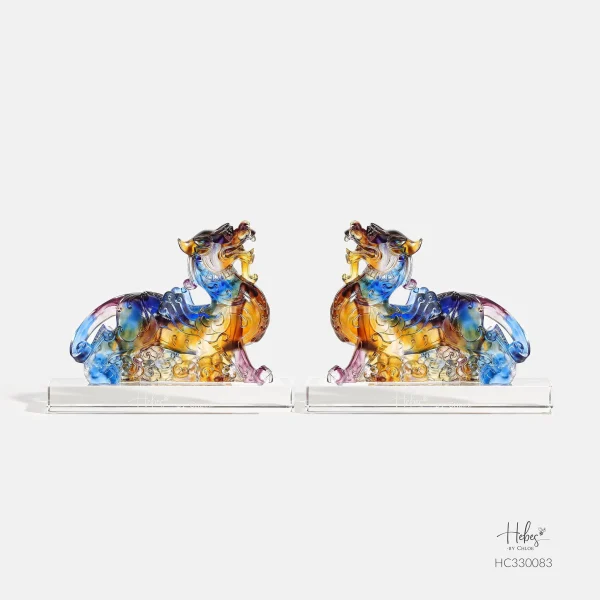 Crystal Fengshui Qilin Pair Statue HC330083