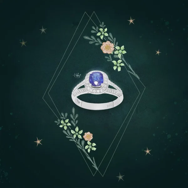 Blue Spinel 14K Gold Diamond Ring HC550205