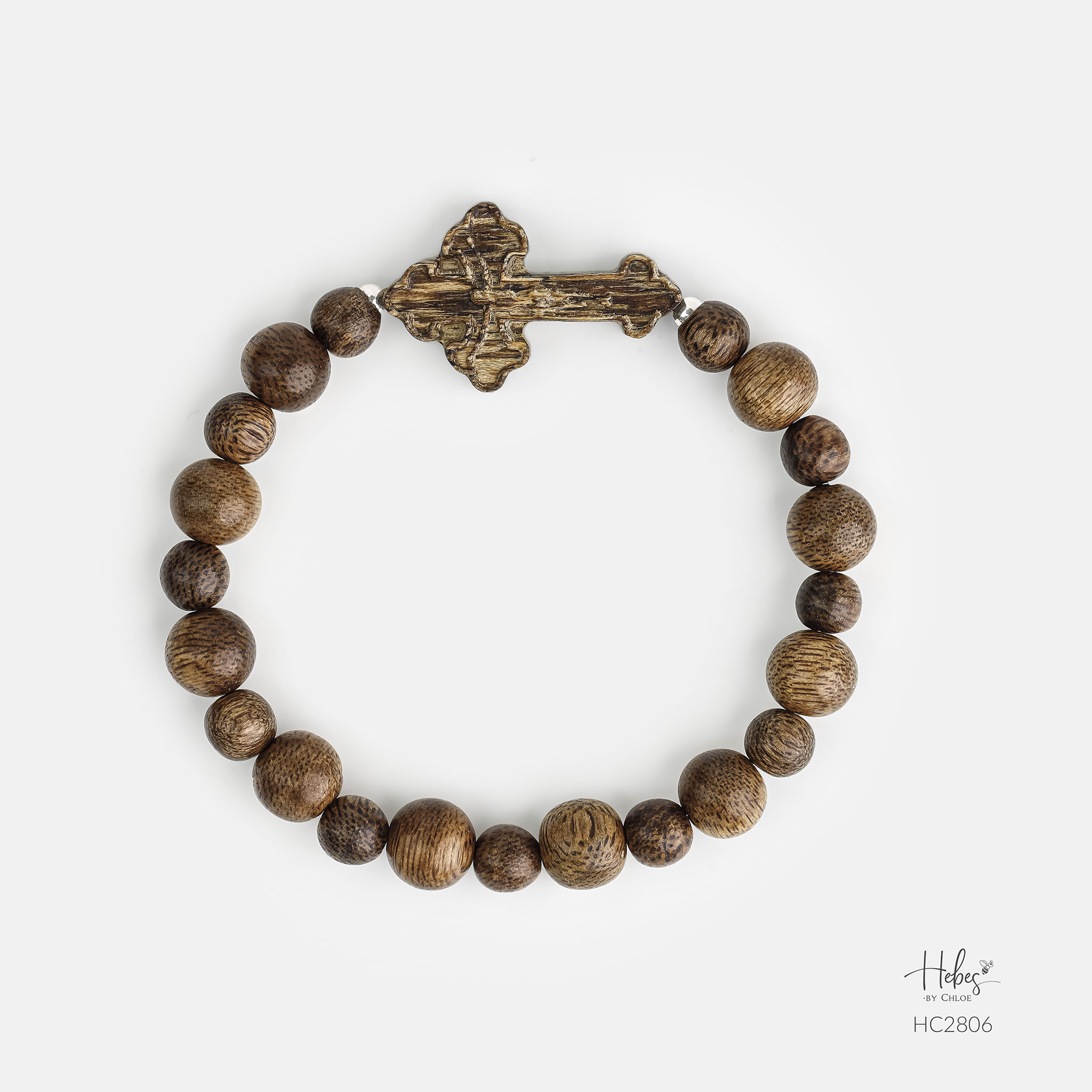 Vietnamese Agarwood Cross Charm Bracelet HC2806