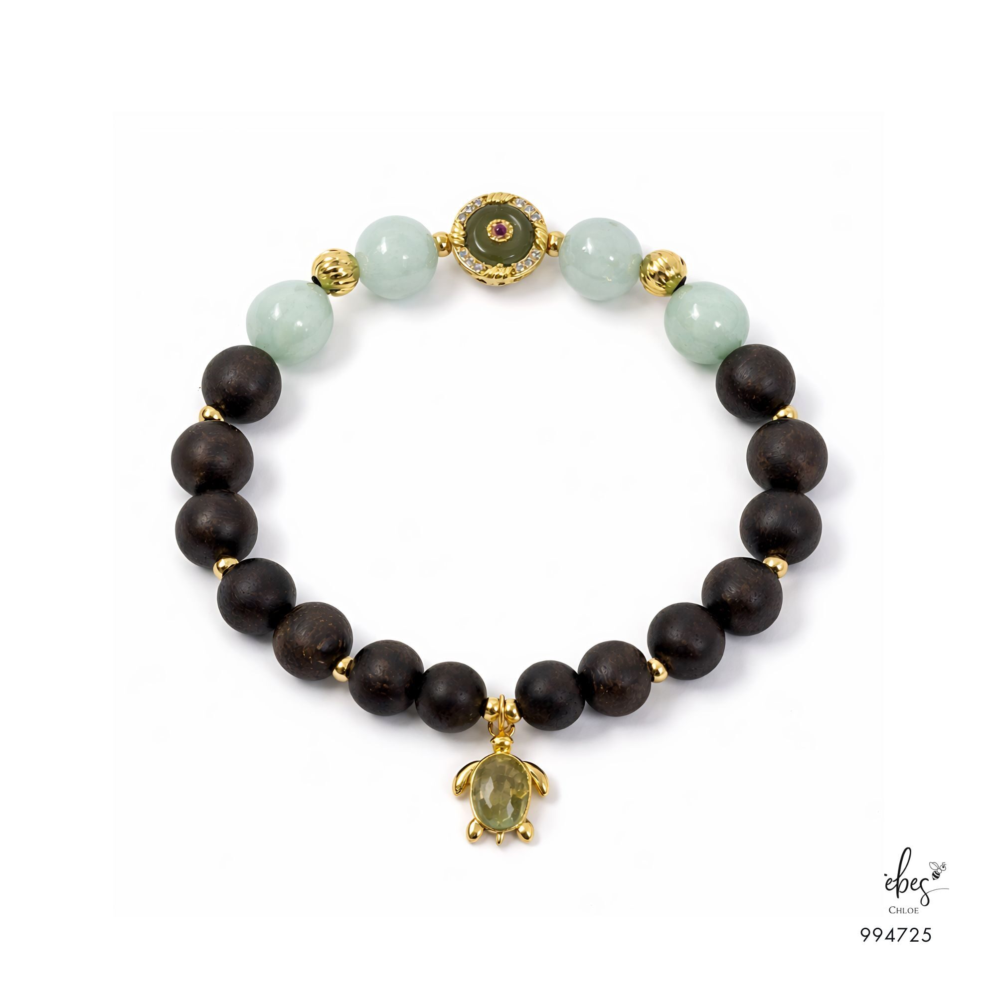 Vietnamese Agarwood & Jade Turtle Bracelet 994725