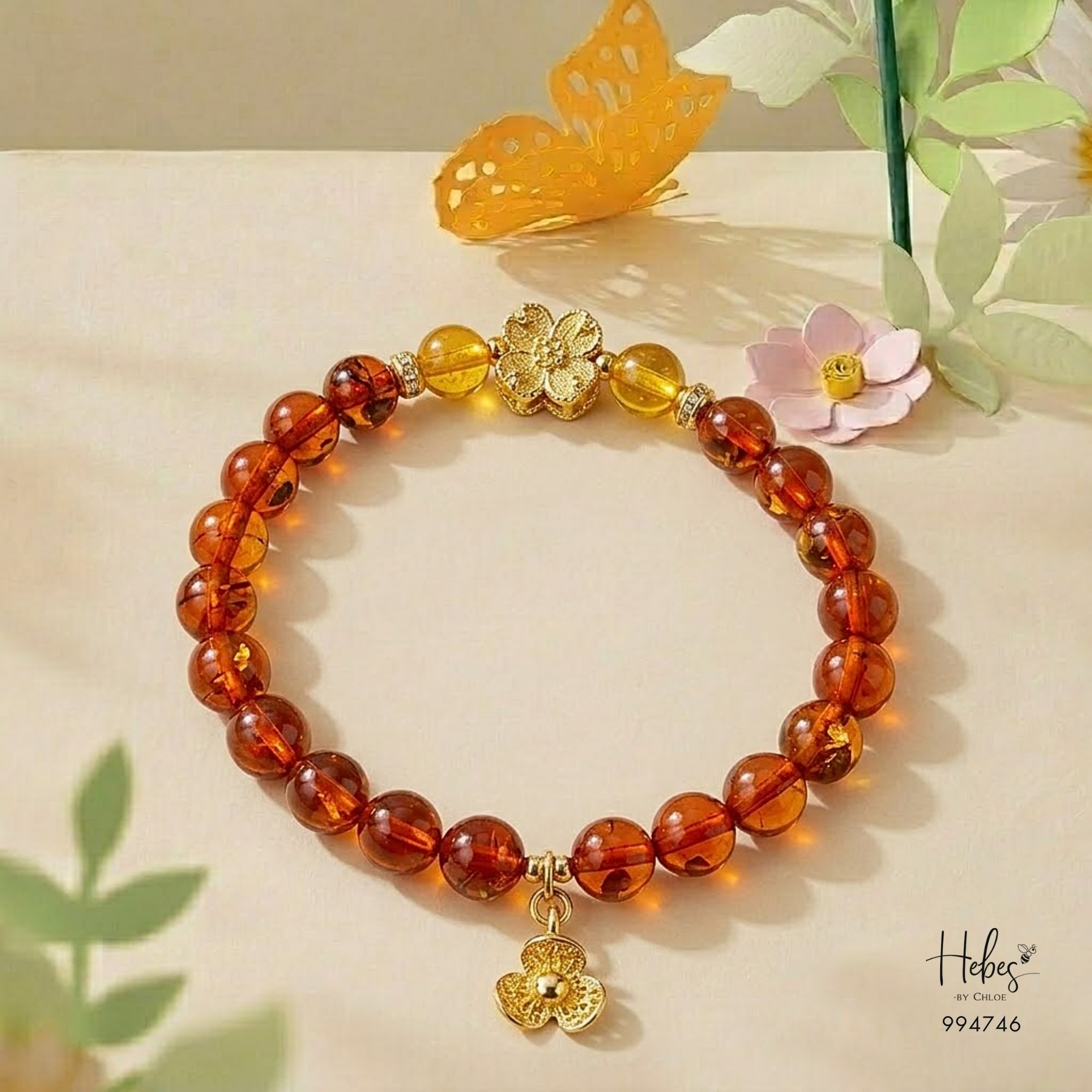 Amber Four Clover Leaf Bracelet 994746